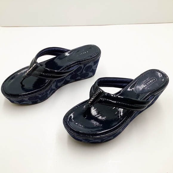 {COACH}Nella Navy Patent Wedge - Picture 6 of 15